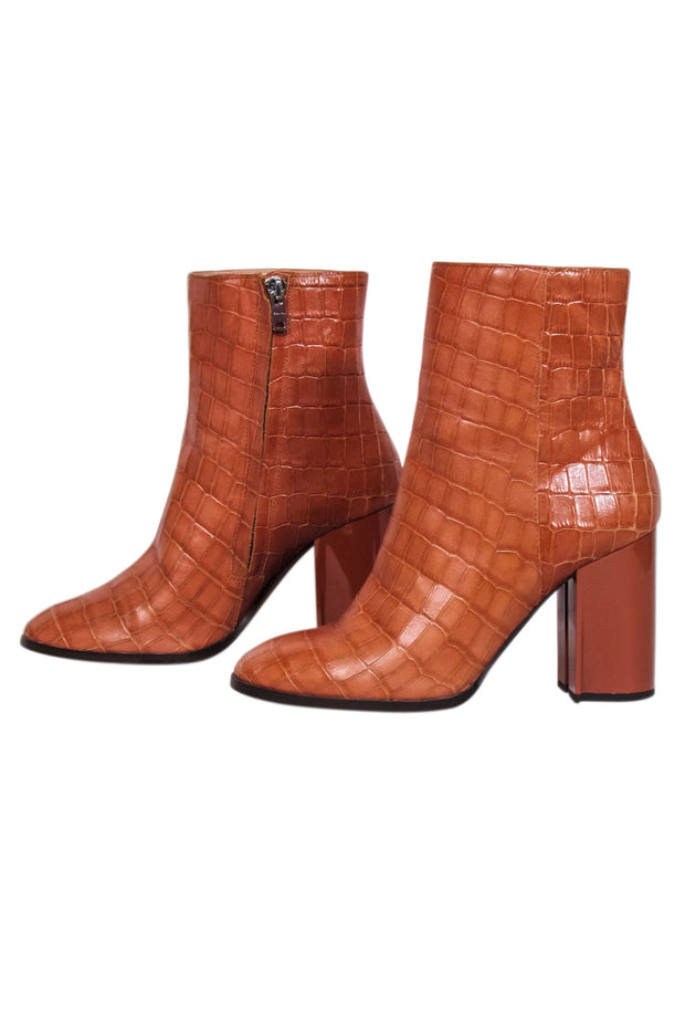 Current Boutique-Coach - Tan Reptile Embossed Heel Boot Sz 7