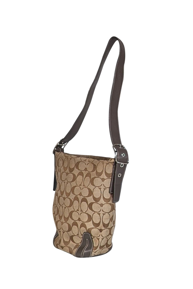 Coach - Beige & Brown Monogram Canvas Shoulder Bag - Current Boutique