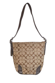Coach - Beige & Brown Monogram Canvas Shoulder Bag - Current Boutique