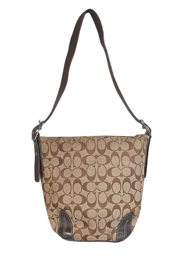 Coach - Beige & Brown Monogram Canvas Shoulder Bag - Current Boutique