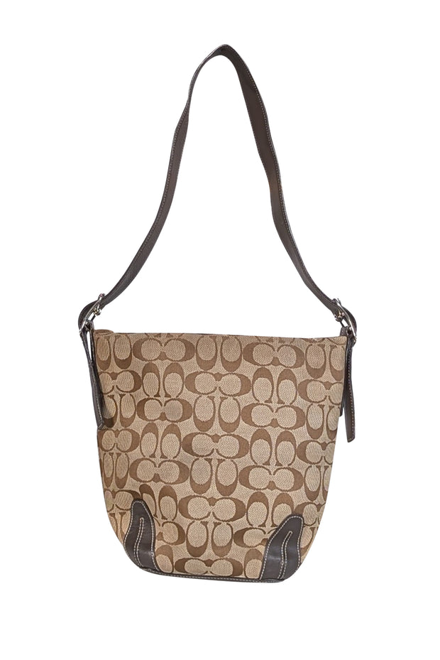 Coach - Beige & Brown Monogram Canvas Shoulder Bag - Current Boutique