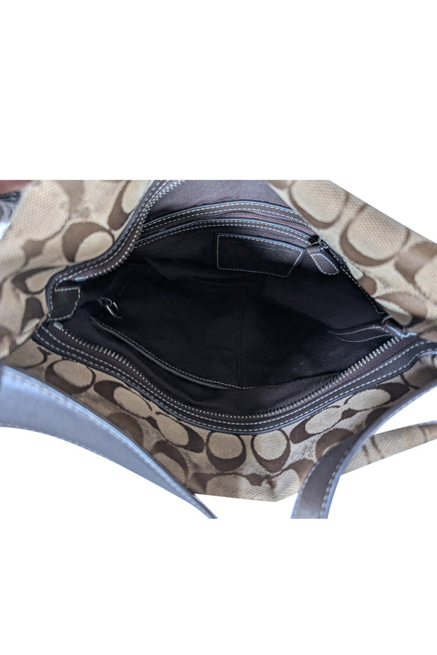 Coach - Beige & Brown Monogram Canvas Shoulder Bag - Current Boutique