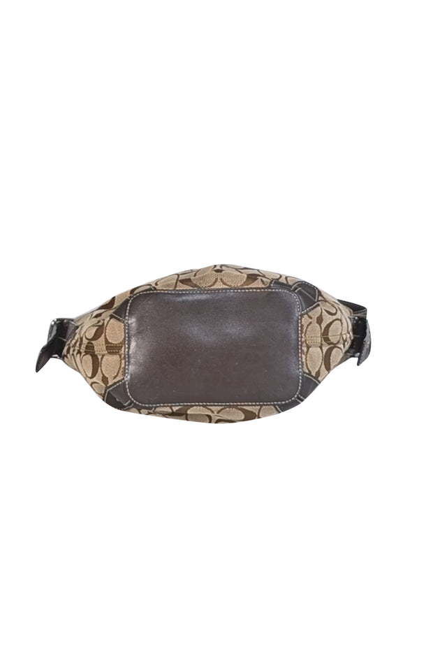 Coach - Beige & Brown Monogram Canvas Shoulder Bag - Current Boutique