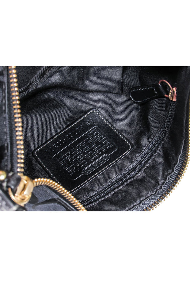 Current Boutique-Coach - Black Monogram Shoulder Bag w/ Leather Trim