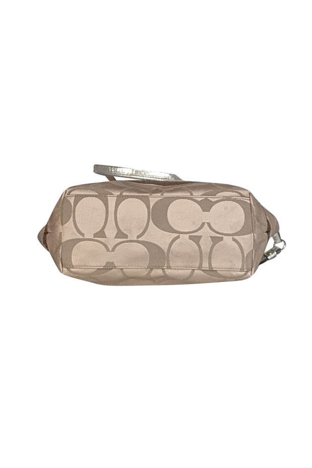 Coach - Beige Satin Monogram Sequin Trim Small Tote Bag - Current Boutique