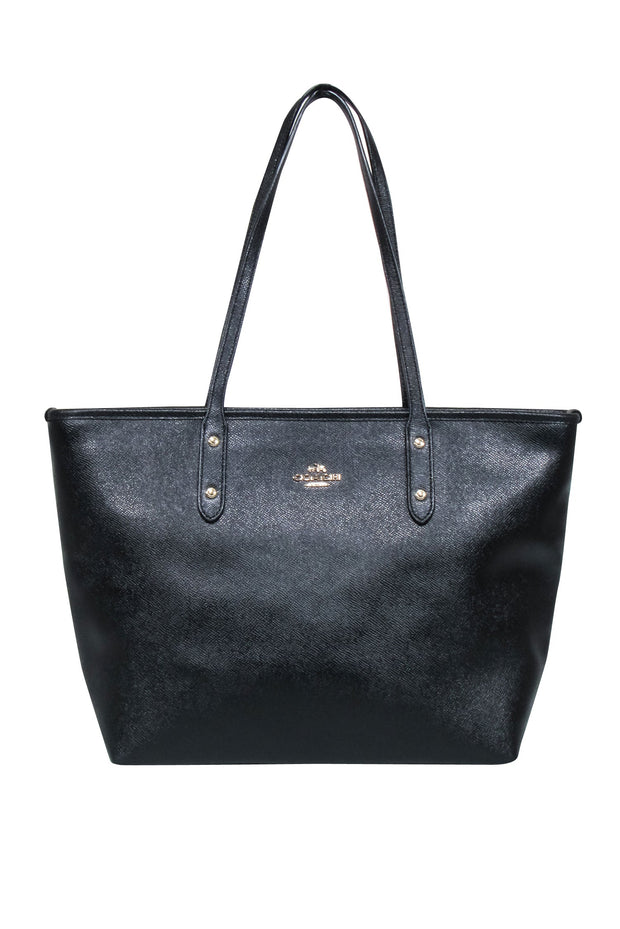 Current Boutique-Coach - Black Pebbled Leather Tote Bag