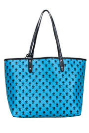 Current Boutique-Coach - Turquoise & Black Badlands Floral Print Reversible Tote Bag w/ Pouch