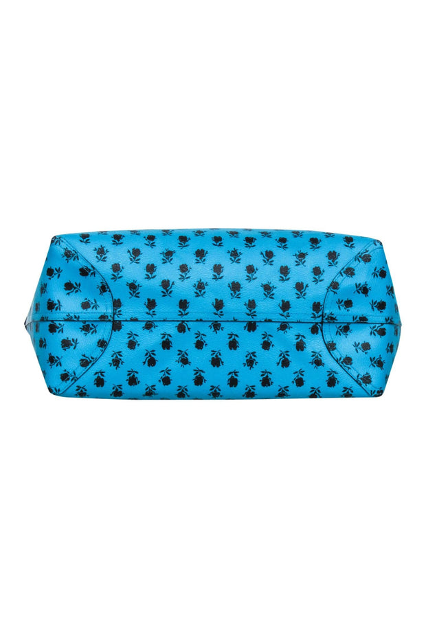 Current Boutique-Coach - Turquoise & Black Badlands Floral Print Reversible Tote Bag w/ Pouch