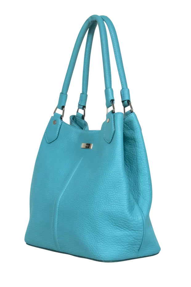 Current Boutique-Cole Haan - Turquoise Blue Pebbled Leather Tote Bag