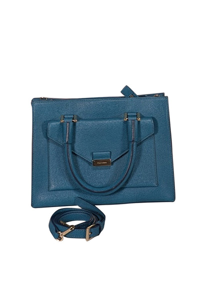 Current Boutique-Cole Haan - Turquoise Blue Saffiano Leather Satchel Bag