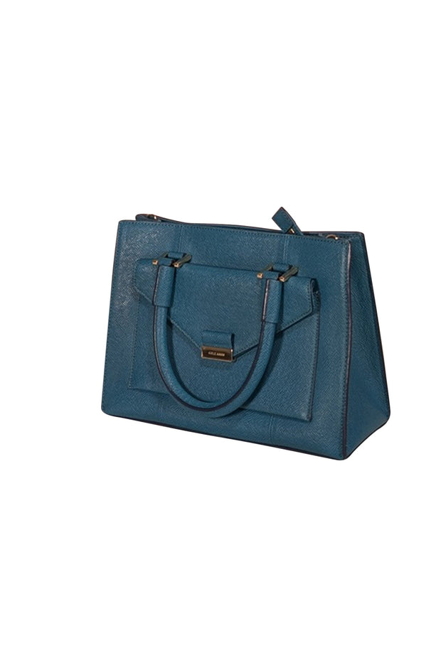 Current Boutique-Cole Haan - Turquoise Blue Saffiano Leather Satchel Bag