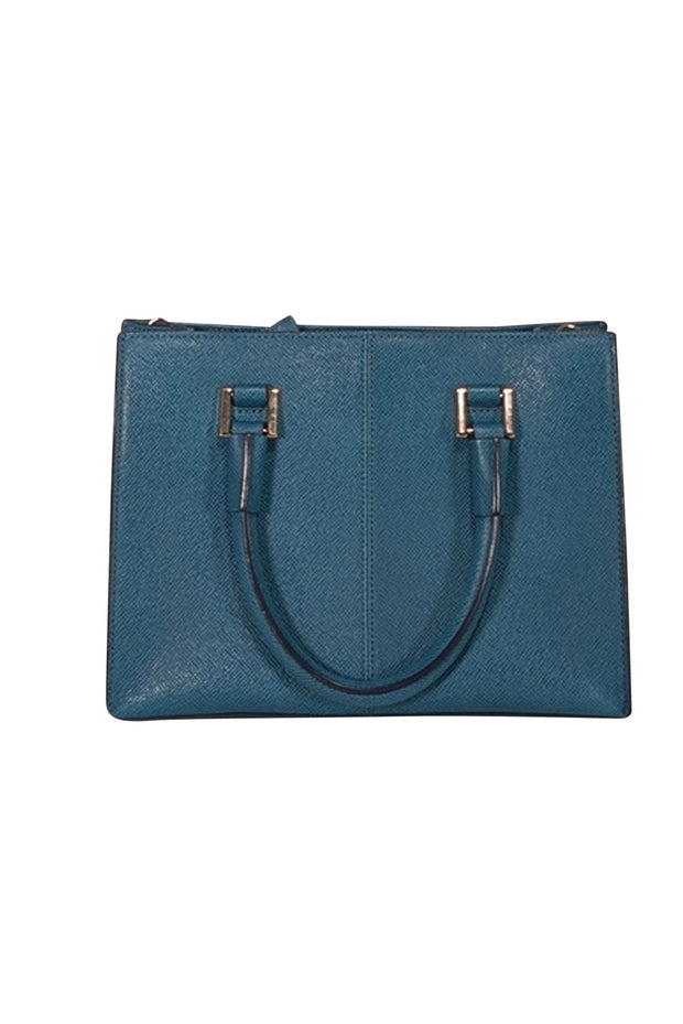 Current Boutique-Cole Haan - Turquoise Blue Saffiano Leather Satchel Bag