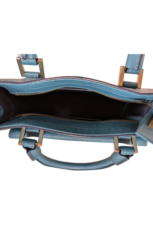 Current Boutique-Cole Haan - Turquoise Blue Saffiano Leather Satchel Bag