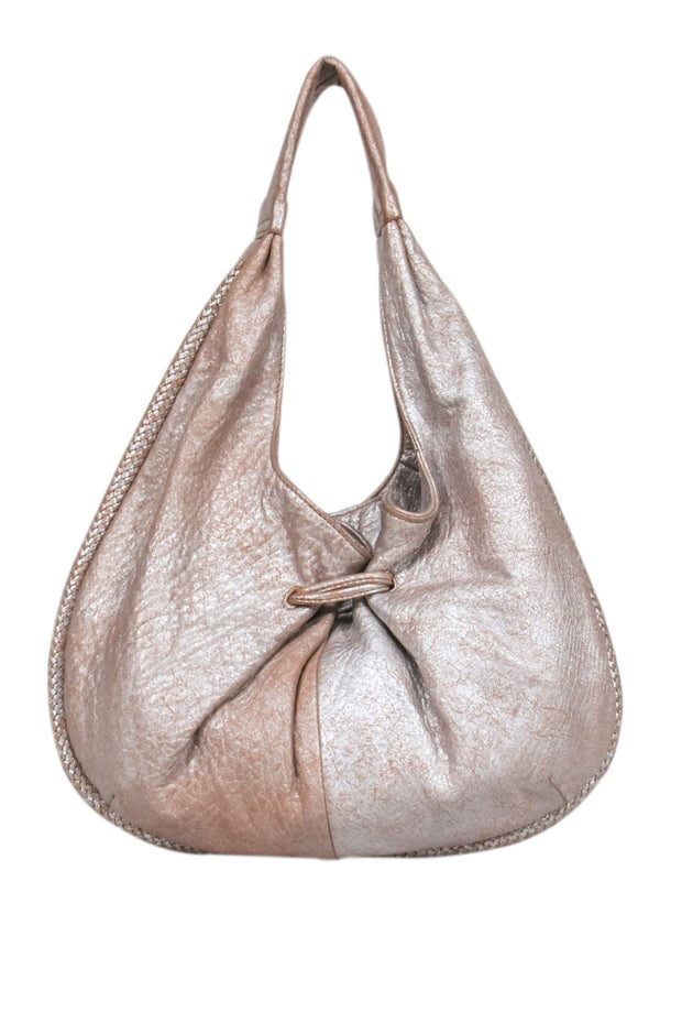 Current Boutique-Cole Haan - Beige Metallic Leather Shoulder Bag
