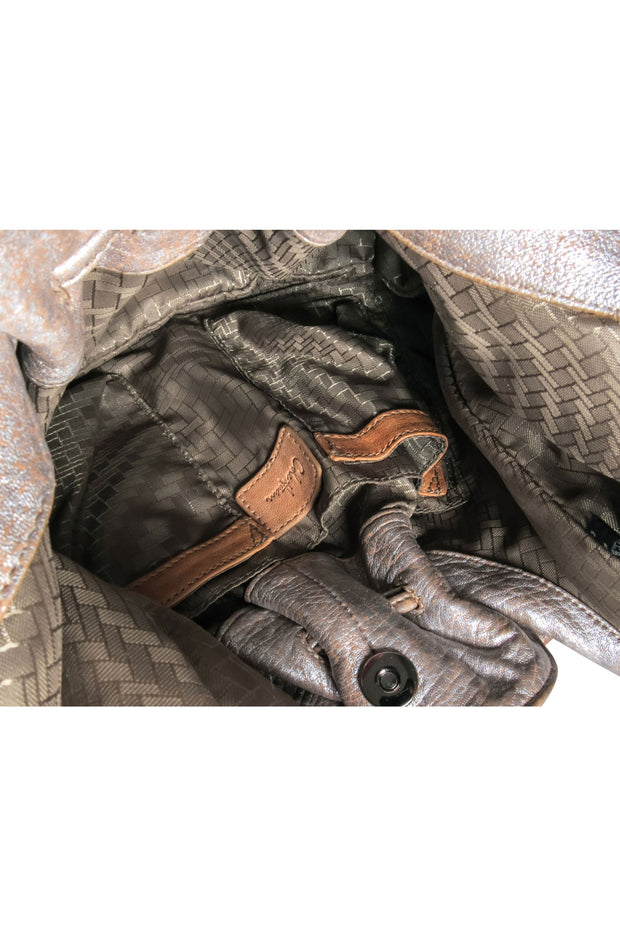 Current Boutique-Cole Haan - Beige Metallic Leather Shoulder Bag