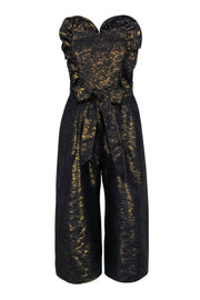 Current Boutique-Corey Lynn Calter - Black & Gold Wide Leg Sweetheart Jumpsuit Sz 4