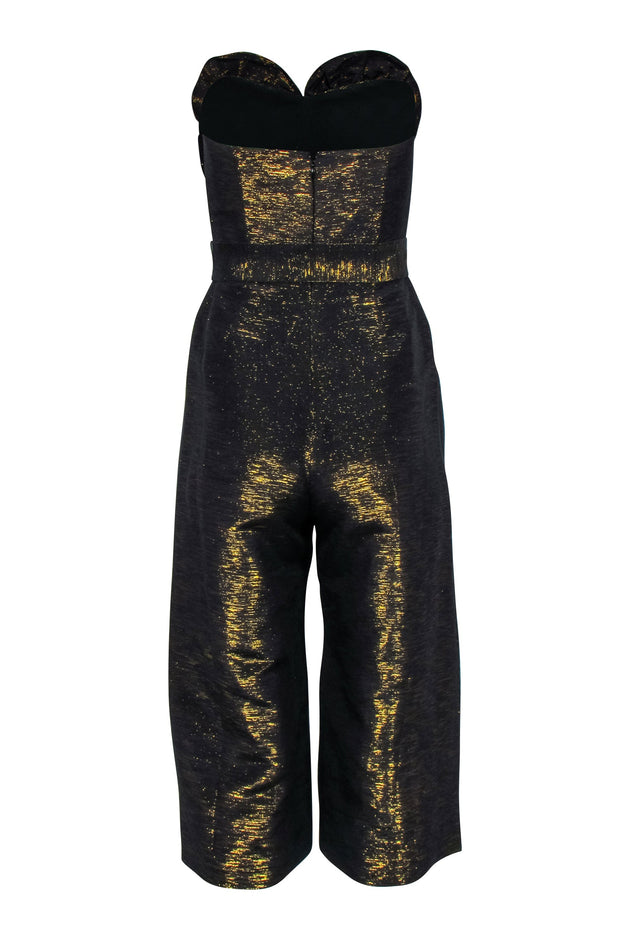 Current Boutique-Corey Lynn Calter - Black & Gold Wide Leg Sweetheart Jumpsuit Sz 4