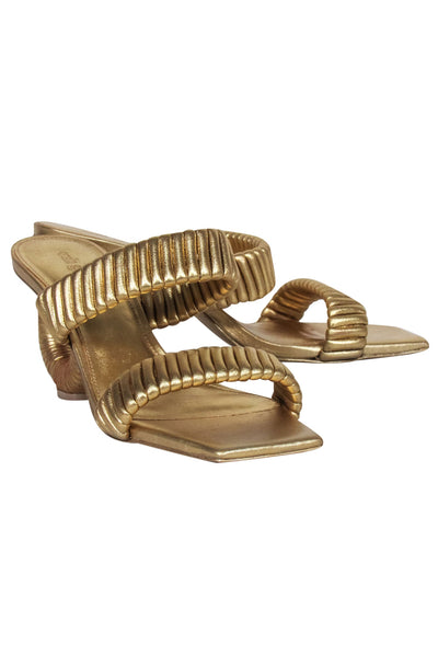 Current Boutique-Cult Gaia - Gold "Valence" Mule Heels Sz 9
