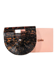Current Boutique-Cult Gaia - Brown Tortoise "Acrylic Ark" Mini Clutch