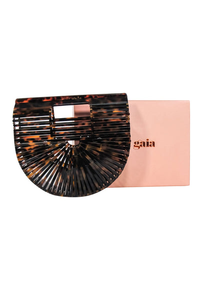 Current Boutique-Cult Gaia - Brown Tortoise "Acrylic Ark" Mini Clutch