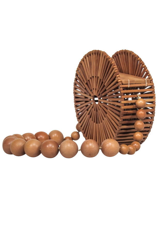Current Boutique-Cult Gaia - Tan Wooden Round Shoulder Bag