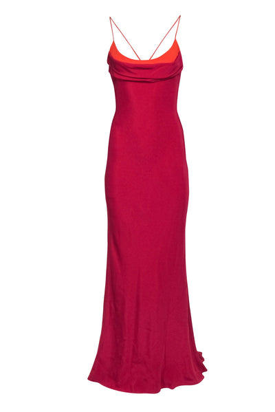 Current Boutique-CUSHNIE - Red & Orange Color-block Sleeveless Gown Sz 4
