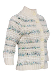 Current Boutique-Cynthia Steffe - Ivory & Multi Color Woven Button Front Cardigan Sz M