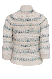 Current Boutique-Cynthia Steffe - Ivory & Multi Color Woven Button Front Cardigan Sz M