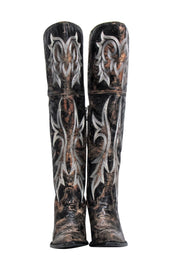 Current Boutique-Dan Post - Brown & Black Crackle Jilted Tall Boots Sz 9