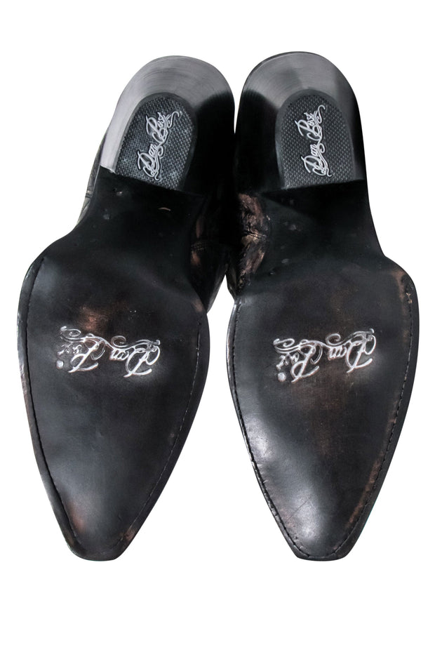 Current Boutique-Dan Post - Brown & Black Crackle Jilted Tall Boots Sz 9