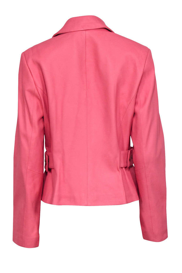 Current Boutique-Dana Buchman - Coral Pink Leather Jacket Sz 14