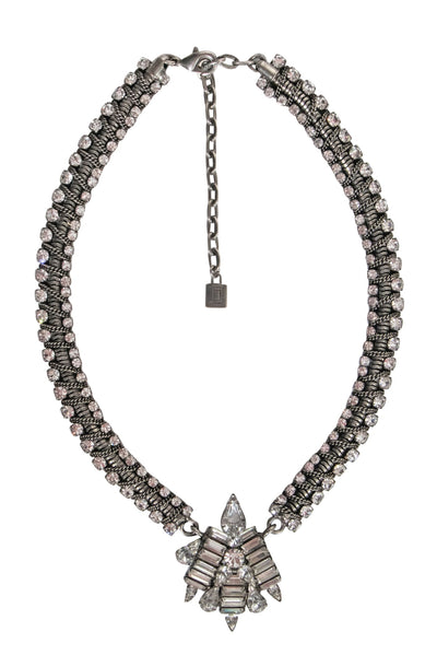 Current Boutique-Dannijo - Gunmetal Silver Necklace w/ Jewel Detail
