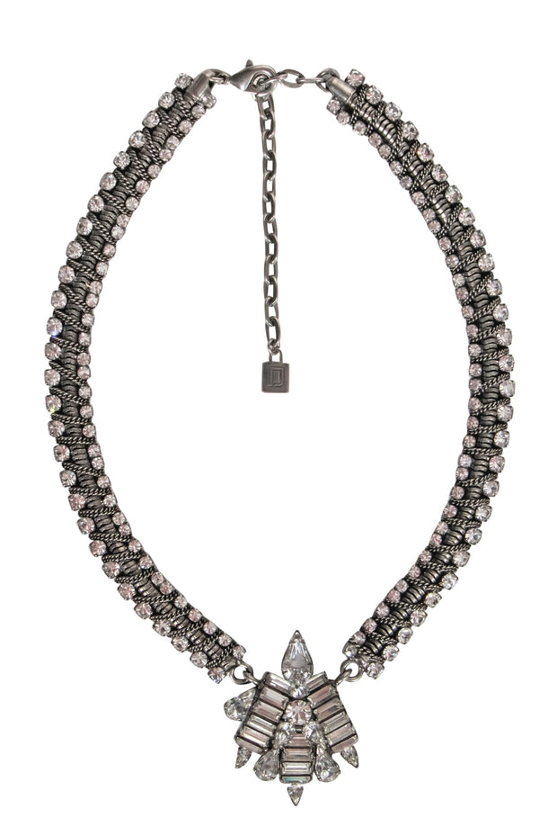 Current Boutique-Dannijo - Gunmetal Silver Necklace w/ Jewel Detail
