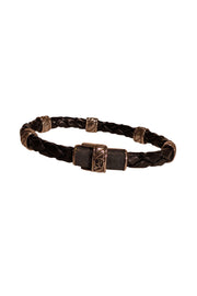 Current Boutique-David Yurman - Black Braided Leather Bracelet w/ Sterling Silver Details