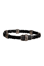 Current Boutique-David Yurman - Black Braided Leather Bracelet w/ Sterling Silver Details