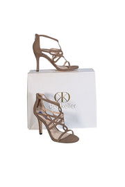 Current Boutique-Dee Keller - Taupe Suede Caged Open Toe Heels Sz 7