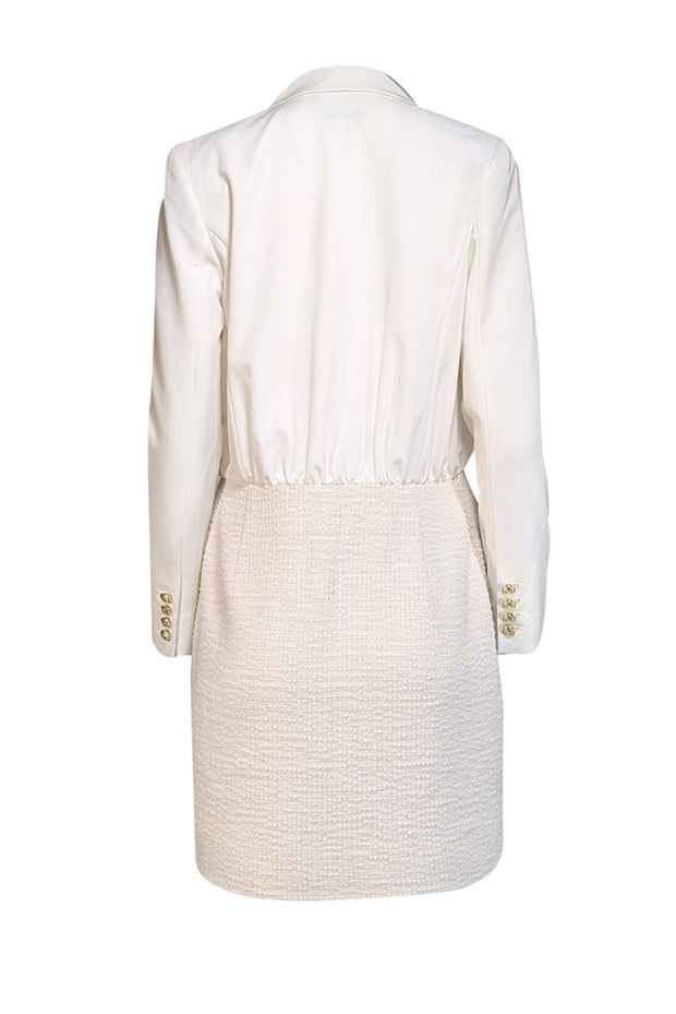 Derek Lam - Ivory Faux Wrap Bodice w/ Tweed Bottom Skirt Sz 8 - Current Boutique
