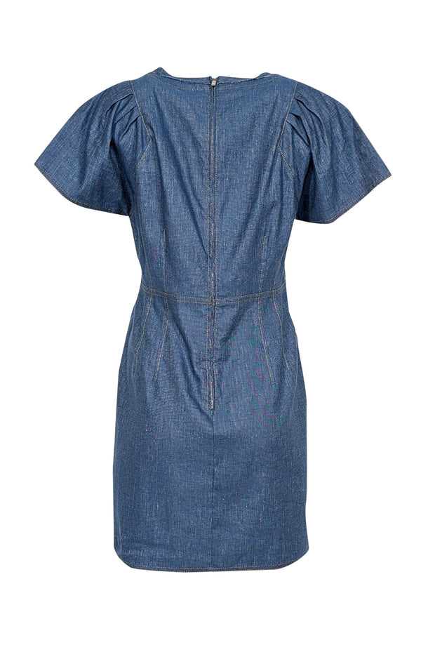 Current Boutique-Derek Lam - Blue Cotton & Linen Blend Short Sleeve Mini Dress Sz 10