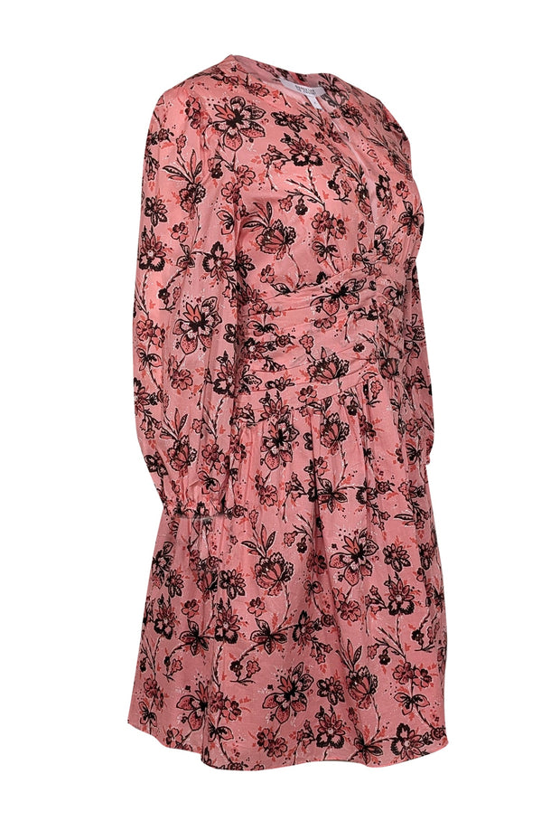 Current Boutique-Derek Lam - Peach, Orange, & Black Floral Print Cotton Dress Sz 8