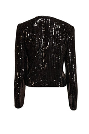 Derek Lam - Black Sequin Jacket w/ Rhinestone Buttons Sz 6 - Current Boutique