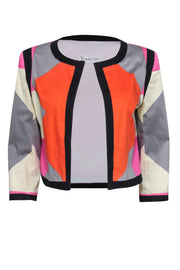 Current Boutique-Derek Lam - Pink & Orange Abstract Print Cropped Open Jacket Sz 6