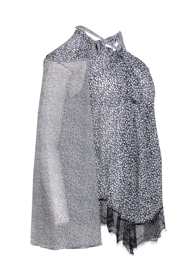 Current Boutique-Derek Lam - Black & White Multi Spot Print Cold Shoulder Top Sz 6