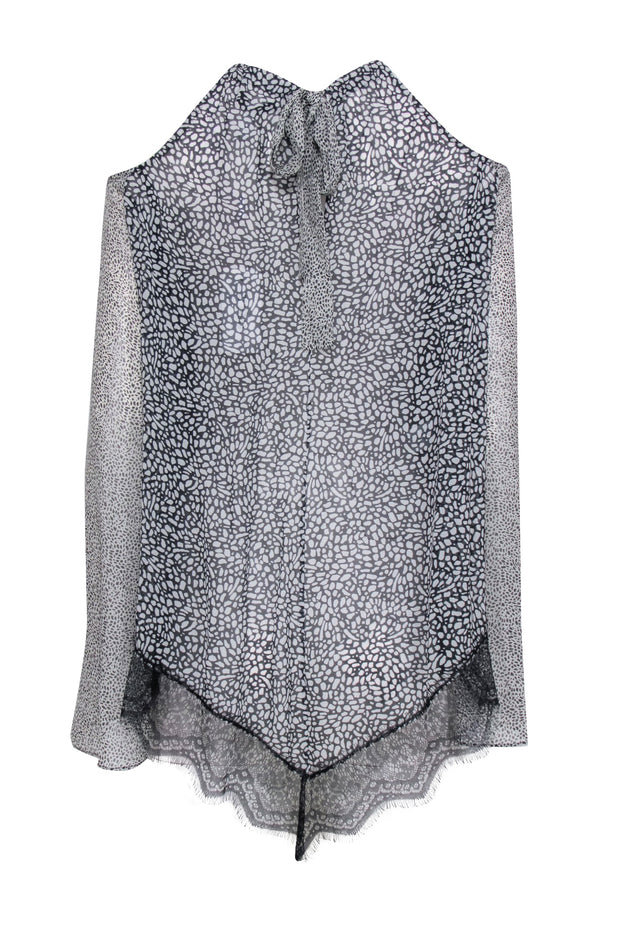 Current Boutique-Derek Lam - Black & White Multi Spot Print Cold Shoulder Top Sz 6