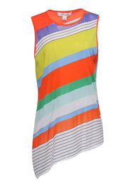 Current Boutique-Diane von Furstenberg - Orange & Multicolor Striped Crewneck Tank Sz L