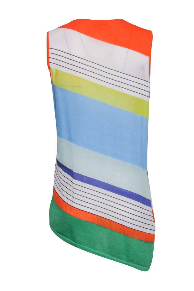 Current Boutique-Diane von Furstenberg - Orange & Multicolor Striped Crewneck Tank Sz L