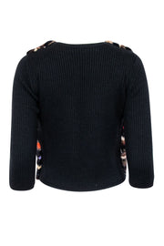 Current Boutique-Diane von Furstenberg - Rainbow Mink Front Black Wool Cardigan Sz P