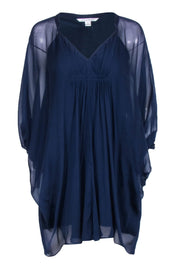 Current Boutique-Diane von Furstenberg - Navy Wide Sleeve Kimono Dress Sz 0