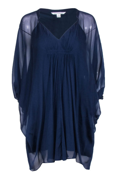 Current Boutique-Diane von Furstenberg - Navy Wide Sleeve Kimono Dress Sz 0