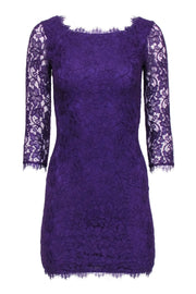 Current Boutique-Diane von Furstenberg - Purple Lace Crop Sleeve Dress Sz 0