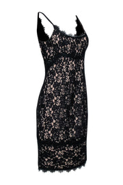 Current Boutique-Diane von Furstenberg - Black Lace w/ Beige Lining Sleeves Dress Sz 10